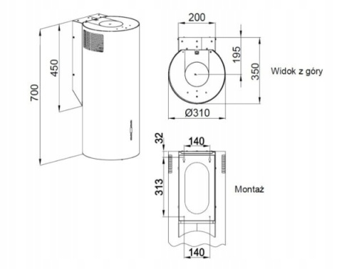 Okap przyścienny Tuba MAAN Elba WPB731 czarny LED kuchenny Cichy Wydajny
