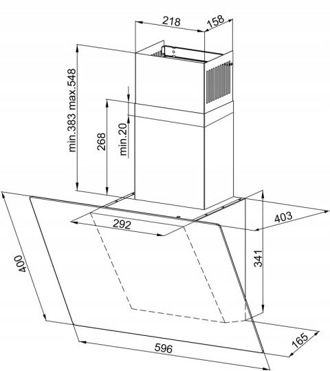 Okap ścienny MAAN MiniRODO 60cm|Czarny Szkło