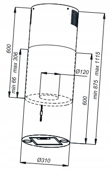 Okap wyspowy Tuba MAAN Elba PB 31 Biały LED