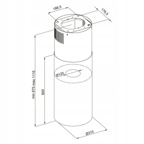 Okap wyspowy Tuba MAAN Elba PB 31 Czarny LED Cichy Wydajny