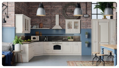 Piękny kremowy zestaw GORENJE RETRO do kuchni Beżowy Beż BOS67372CLI