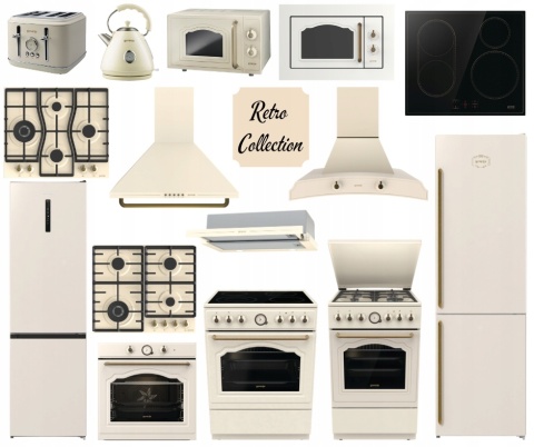 Zestaw RETRO GORENJE okap DK63MCLI + płyta ceramiczna EC642CLI