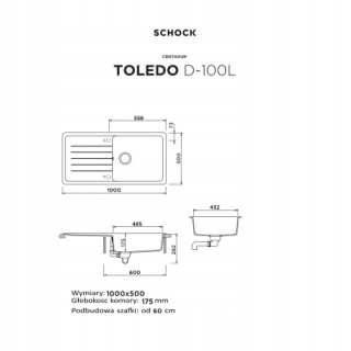 Zlewozmywak Schock CRISTADUR TOLEDO D-100L Magma czarny