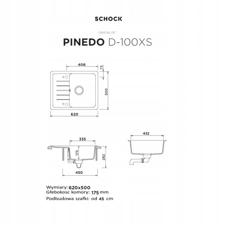 Zlewozmywak Schock PINEDO CRISTALITE+ D-100XS Vanilla