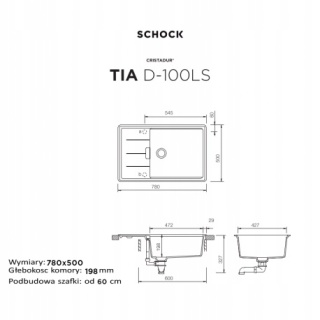 Zlewozmywak granitowy Schock TIA D-100LS Berry CRISTADUR