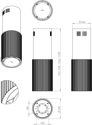 Ciarko Design Okap wyspowy Monogram W Black CDW3802C