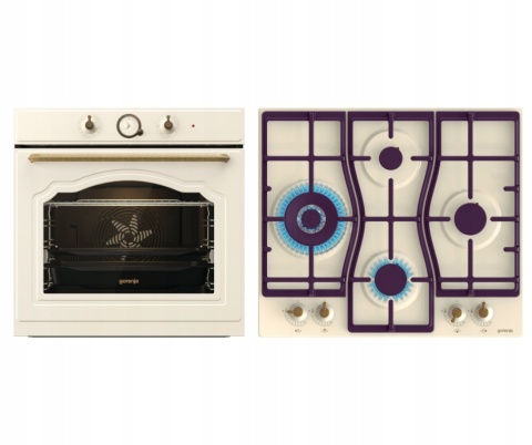 Kremowy Zestaw RETRO GORENJE Piekarnik BOS67372CLI + Płyta GW6D42CLI