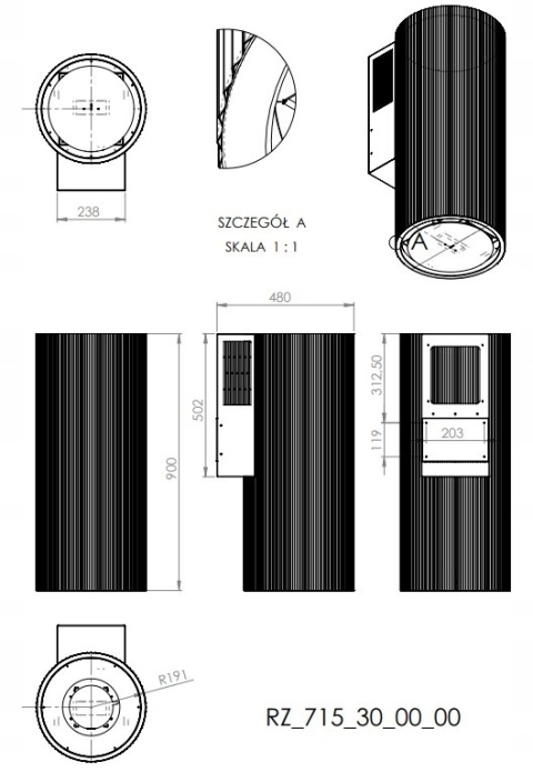 Okap CIARKO DESIGN Monogram Czarny Przyścienny CDP3802C