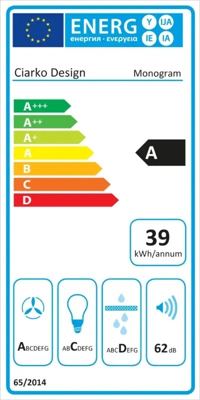 Okap CIARKO DESIGN Monogram Czarny Przyścienny CDP3802C