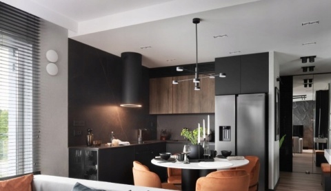 Okap CIARKO DESIGN Tubus Czarny Przyścienny CDP3801C Black Pilot Warm2Cold