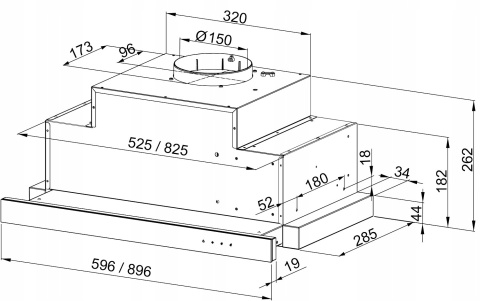 Okap Kuchenny Maan Corona Bis 90cm Touch Czarny Teleskopowy 605 m3/h
