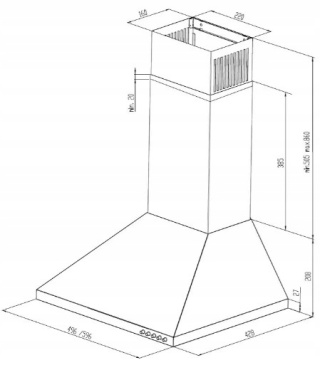 Okap do zabudowy Maan Vela 60 PASEK LED Srebrny Inox