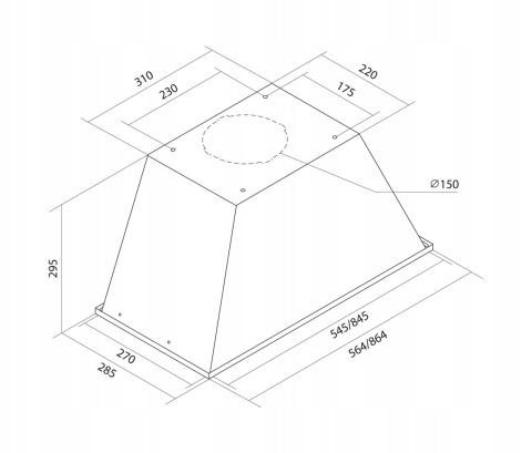Okap kuchenny do zabudowy 60cm TOFLESZ LINEA Glass Czarny Szkło 850m3/h LED