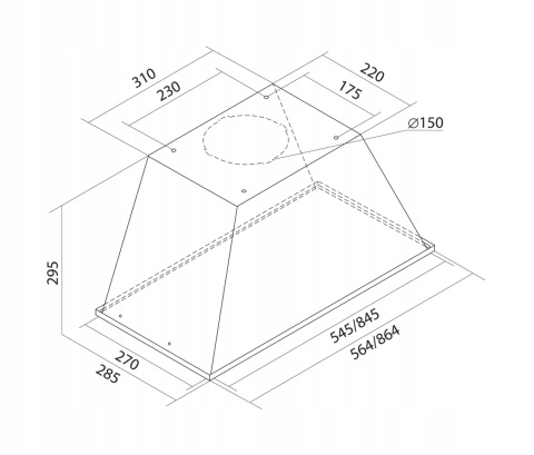Okap kuchenny do zabudowy podszafkowy Toflesz LINEA Bravo 60 cm KASZMIR LED