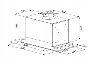 Okap kuchenny do zabudowy wkład 60 cm Maan Helios GEST BIAŁY SZKŁO SZKŁO
