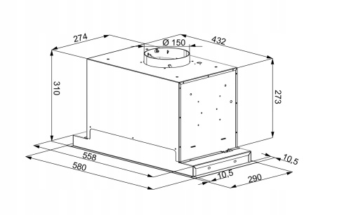Okap kuchenny do zabudowy wkład 60 cm Maan Helios GEST BIAŁY SZKŁO SZKŁO
