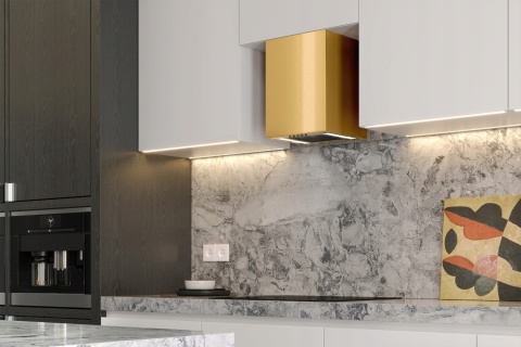 Okap kuchenny kominowy MAAN Ponza Mini WPB 430 Złoty Połysk Przyścienny