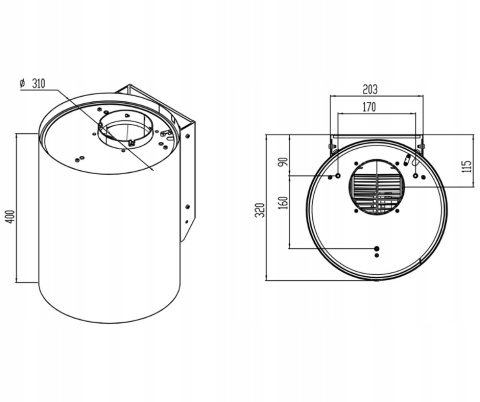 Okap przyścienny MAAN tuba ryflowany złoty piaskowy Elba Mini 3D WPB 431