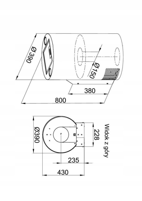 Okap przyścienny Maan TUBA ELBA W 39cm ZŁOTY POŁYSK Pilot