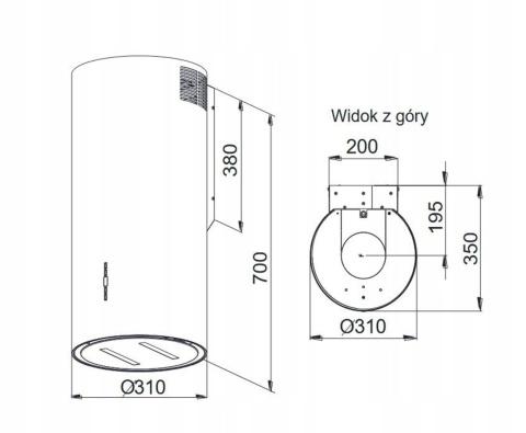 Okap ścienny Maan Malwa W 731 satyna / inox Pilot Led