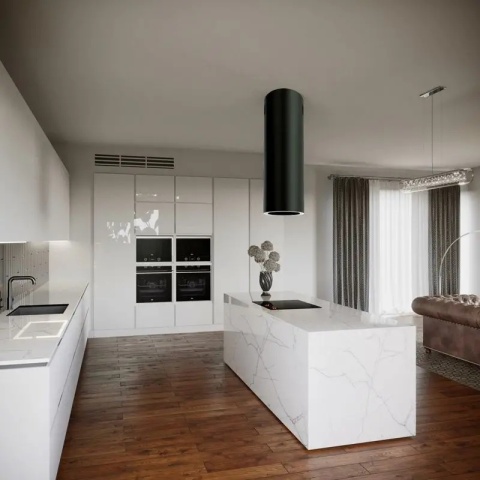 Okap wyspowy Ciarko Design Tubus W Black 160W Oświetlenie LED