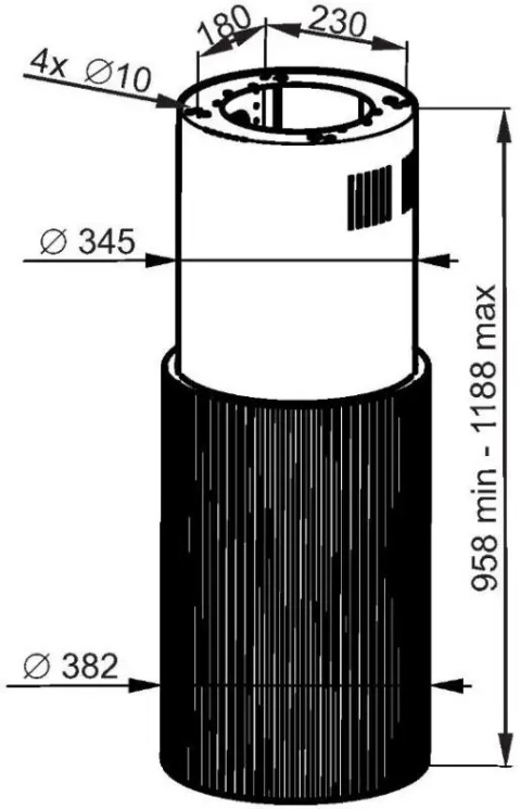 Okap wyspowy tuba złoty CIARKO Design Monogram W sterowany gestem + pilot