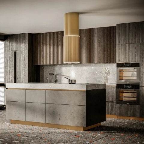 Okap wyspowy tuba złoty CIARKO Design Monogram W sterowany gestem + pilot