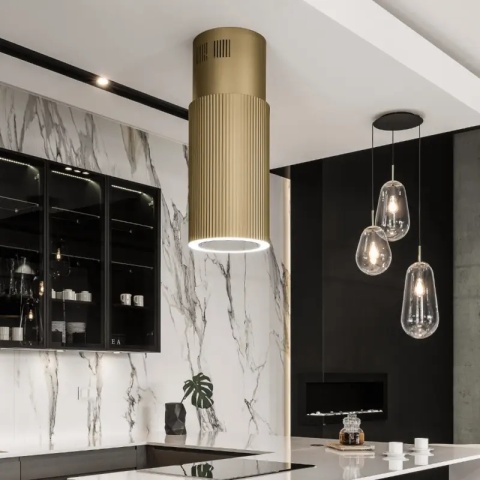 Okap wyspowy tuba złoty CIARKO Design Monogram W sterowany gestem + pilot