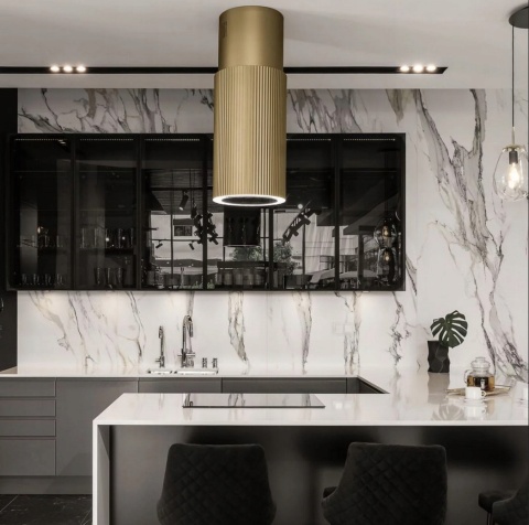 Okap wyspowy tuba złoty CIARKO Design Monogram W sterowany gestem + pilot