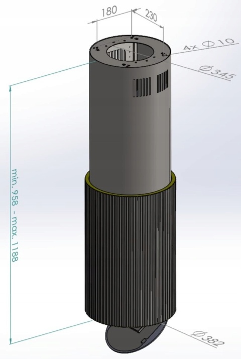 Okap wyspowy tuba złoty CIARKO Design Monogram W sterowany gestem + pilot