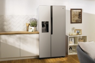 Lodówka Gorenje NRS9182VX1 Side by Side NoFrost Kostkarka 90CM Srebrna