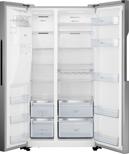 Lodówka Gorenje NRS9182VX1 Side by Side NoFrost Kostkarka 90CM Srebrna