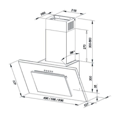 Okap kuchenny MAAN Vertical 60 srebrny przyścienny 60cm
