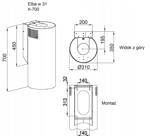 Okap ścienny Maan Elba 3D WPB 731 S Kaszmir 380m3