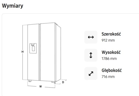 Lodówka SBS Samsung RS70F64KEBEO 635l No frost Metal Cooling SpaceMax