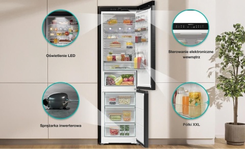 Lodówka dwudrzwiowa Gorenje NRB620E6BX4WFE 203cm Czarna DO OBUDOWY