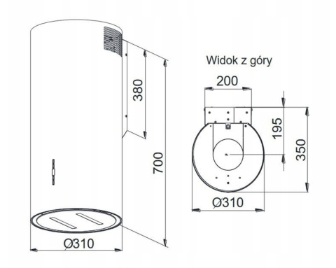 Okap ścienny Maan Malwa W 731 satyna / inox Pilot Led