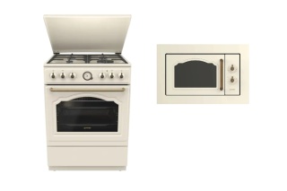 Zestaw Gorenje Retro Kuchnia 60cm GKS6C71CLI + Mikrofala BM235CLI Kremowy