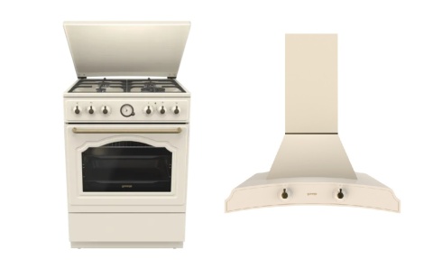 Zestaw Gorenje Retro Kuchnia 60cm GKS6C71CLI + Okap DK63MCLI Kremowy