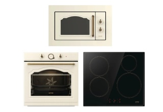 Zestaw Gorenje Retro Piekarnik BOS67372CLI + BM235CLI + GI6401CLBSC Kremowy