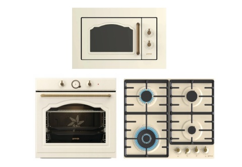 Zestaw Gorenje Retro Piekarnik BOS67372CLI + GW642CLI + BM235CLI Kremowy